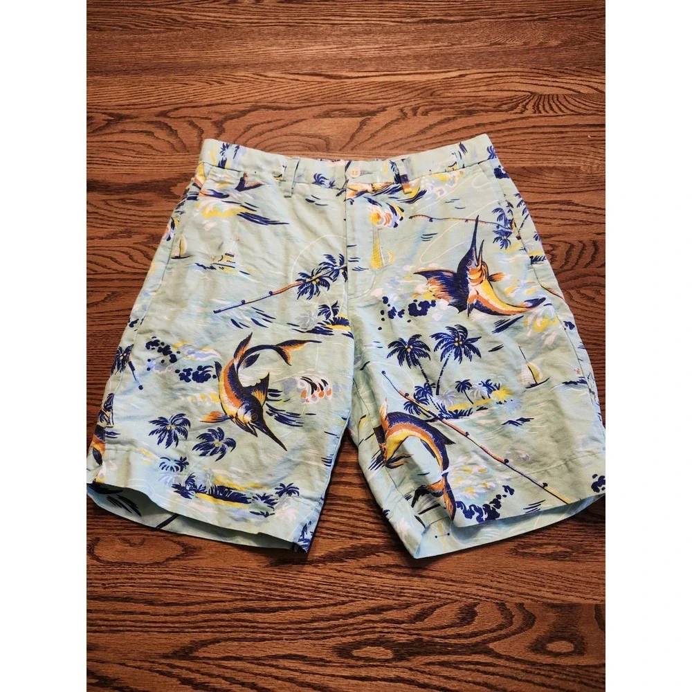 Polo Ralph Lauren Shorts Mens 30 Hawaiian Marlin Classic Fit Linen Blend Chino‎